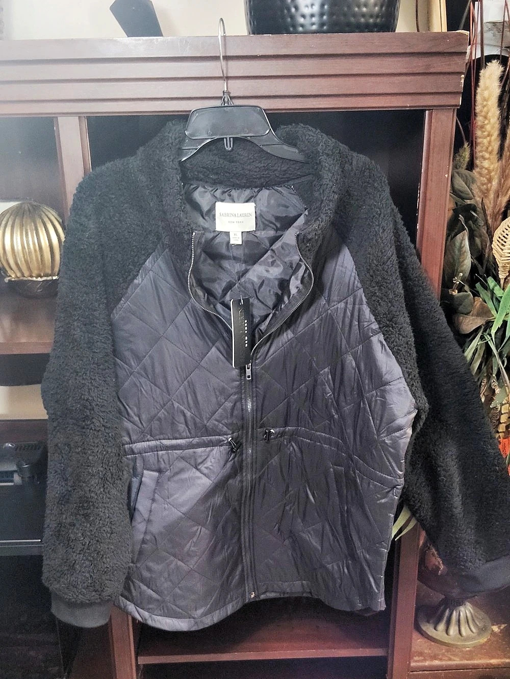 Sabrina Lauren Quilted Faux Fur Sleeve Jacket in